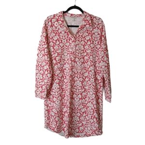 Floral Pink and White Flannel Nightshirt